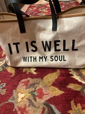 Canvas Tote Bag - Cream "It Is Well With My Soul"